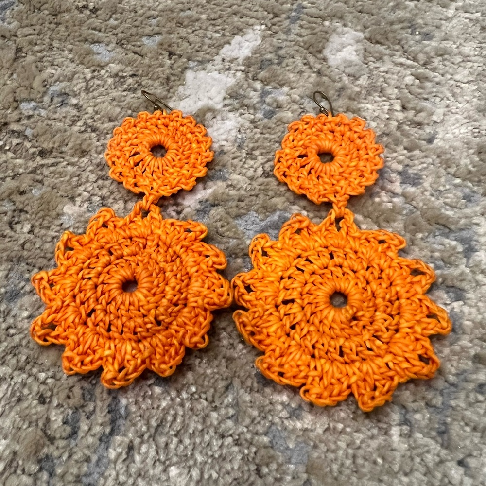 Orange Crochet Earrings